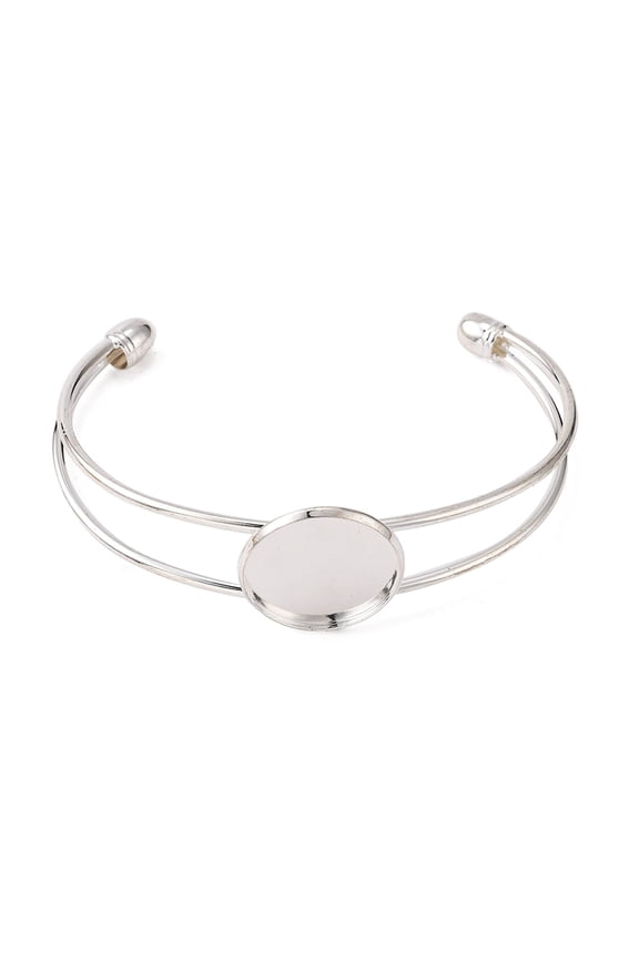2pcs Brass Cuff Bangle Making Blank Bangle Base Silver color 64mm tray: 20mm