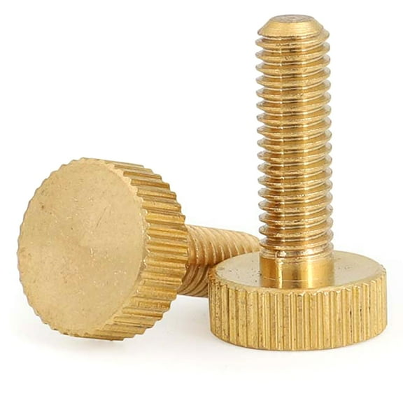 (2pcs) Brass Knurled Flat Head Thumb Screws, M4x12mm(Head Biameter 12mm, Thickness 4mm)