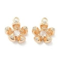 thumbnail image 1 of 2pcs Brass Micro Pave Cubic Zirconia Charms 5-Petals Flower Charms Real 18K golden Plated 12.5x11.5x5mm Hole: 1.2mm, 1 of 3