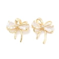 thumbnail image 1 of 2pcs Brass Micro Pave Cubic Zirconia Pendants Bowknot Real 18K golden Plated 16x15x4mm Hole: 5x3mm, 1 of 3