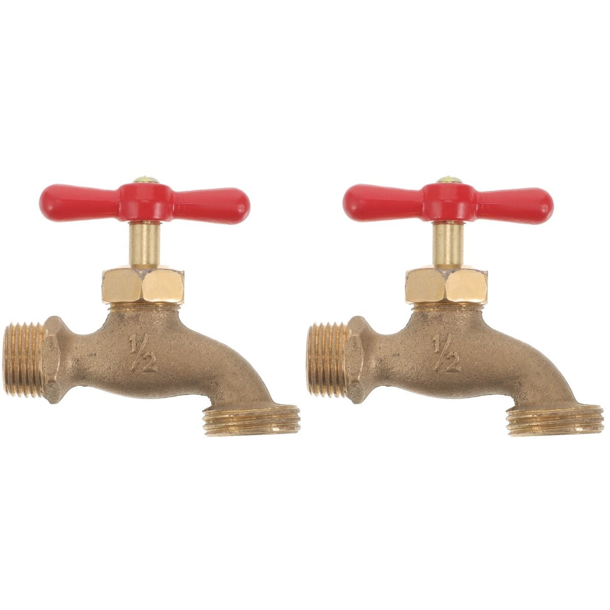 2pcs Brass Outdoor Garden Faucet Bathroom Wall Mount Water Decorative Hose Single Cold Tap NPT 1/2 inch Connection Spigot