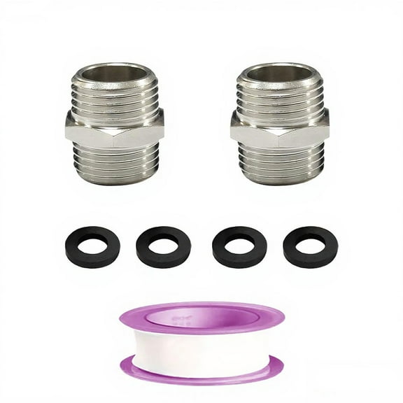 YDmeet 1/2" NPT Male to Male Brass Hex Coupling (2Pcs) - Connect Shower Hose, Washing Machine, Pipe Fittings