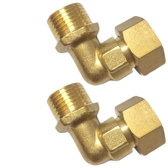 2pcs Brass Rotary 90 Degree Elbow Connector 0.5" Threaded Joint Simple Installation for Pipe Installations & Irrigations