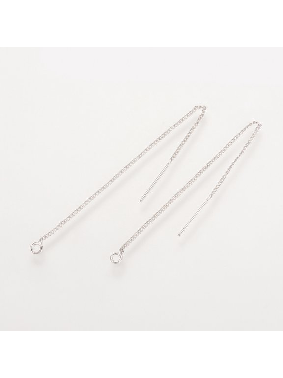 2pcs Brass Stud Earring Findings Ear Threads Nickel Free Real Platinum Plated 82~85x1mm Pin: 0.7mm
