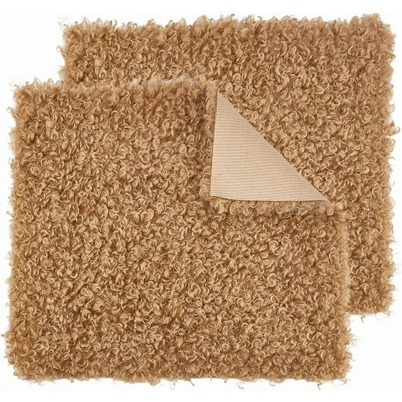 2pcs Brown Curly Fabric Plush Fabrics Wool Fuzzy Fabric Sherpa Fleece Fabrics Craft