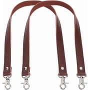 2pcs Brown Leather Bag Handles 22Inch/60cm Cowhide Purse Strap Sewing Canvas Replacement Handbag Shoulder Bag Strap Wide Bag Strap with Silver Buckles for Handbag Shoulder Bag for making