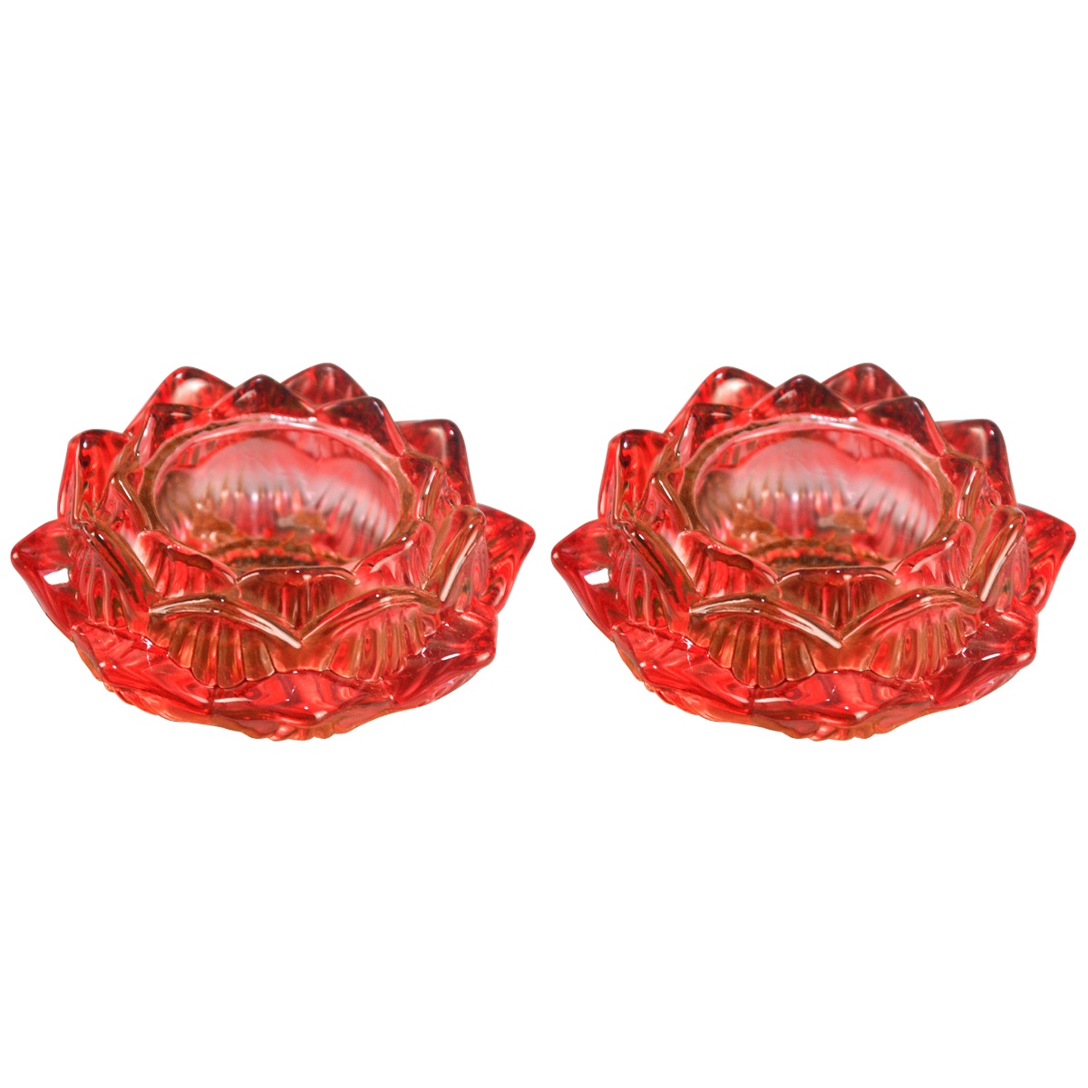2pcs Buddha Lotus Flower Shaped Candle Holder Decorative Glass Lotus