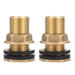 2pcs Bulkhead Fitting Tank Adapter 3/8" Female 1/2" Male Brass Water Tank Connector