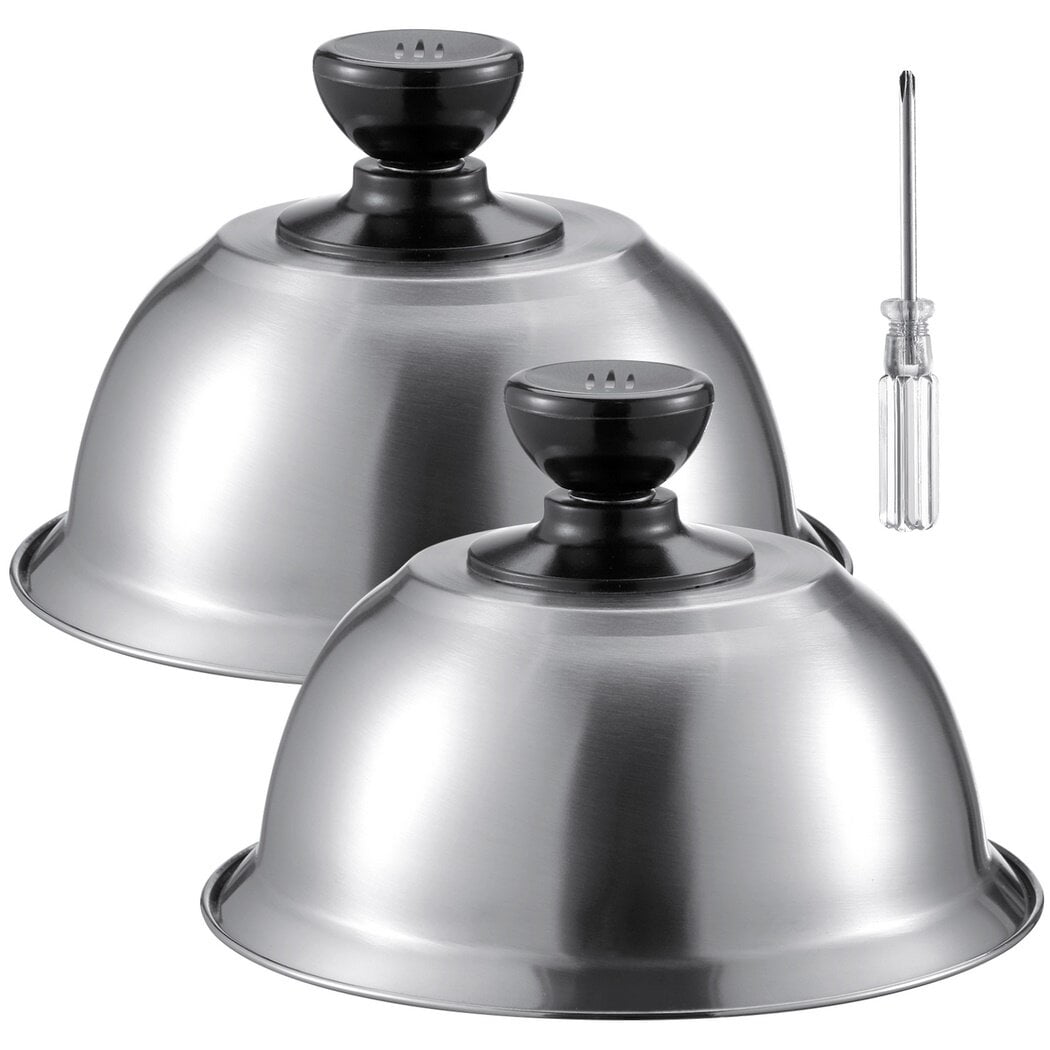 2pcs Burger Covers, Stainless Steel Round Basting Covers for Griddle