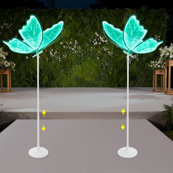 2pcs Butterfly RGB Floor Lamp, LED Ambient Light, Adjustable Height Wedding Decoration Light 60cm