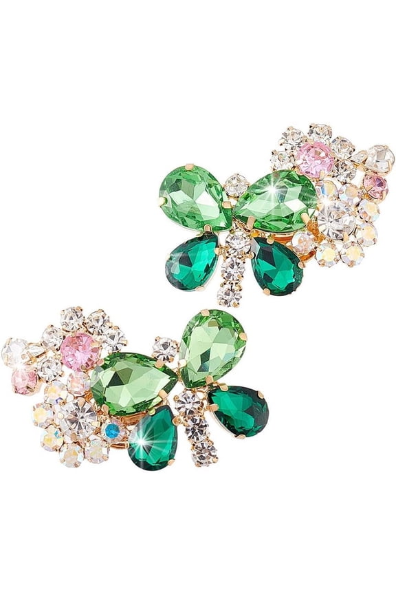 2pcs Butterfly Shoe Buckles Sparkling Wedding Shoe Clips Charm Shoe Clips Removable Shoe Buckles Elegant Rhinestone Shoe Clips