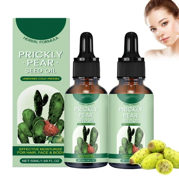 2pcs Cactus Pear Seed Oil, Organic Cold Pressed, Anti-Ageing Oil Against Wrinkles and Dark Circles, Natural Cold-Pressed Cactus Pear Oil Face, Body, Hair, for Firming Moisturising for All Skin Types