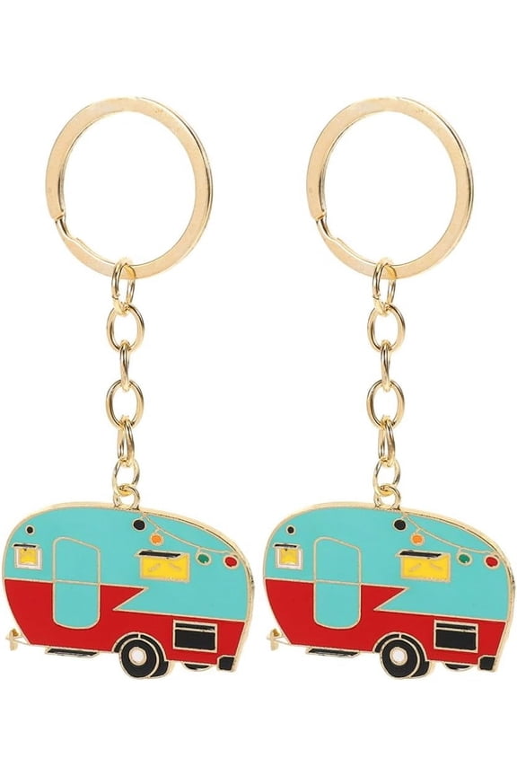 2pcs Camper Keychain Camper Accessories for Travel Trailers Retro Camping RV Keychain Set for Travel Accessories