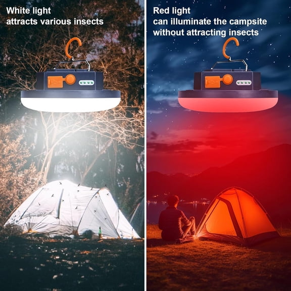 2pcs Camping Lamp 10000mAh Rechargeable 3000LM Tent Camping Light, 24Hours Long Play Time , Outdoor Night Market Night Fishing Lantern (RED)
