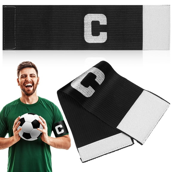 Captain C Arm Band: Soccer Captain Arm Bands, Elastic Soccer Captain Armband, Adjustable Football Captains Armbands For Youth & Adult Black