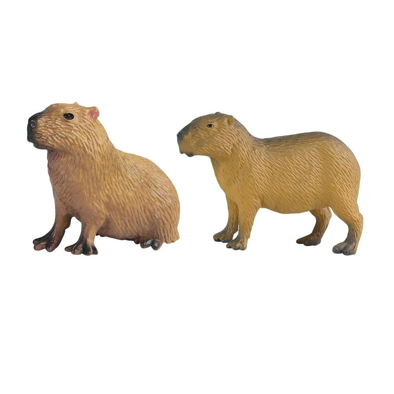 2pcs Capybara Figurines Toys Capybara Statue Collection Toy Animals Model  Educational Learning Toy for Cake Topper Desktop Gifts Decoration