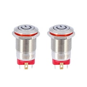 2pcs Car 12mm 4 Pin Momentary Latching Push Button Switch Red LED Light DC 9-36V