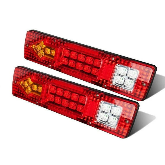 2pcs Car 19 Led Waterproof Tail Light Trailer Truck Rear Turn Signal Stop Light