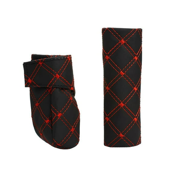 2pcs Car Accessory Decoration Auto Hand Brake Cover Gear Sets (Red)