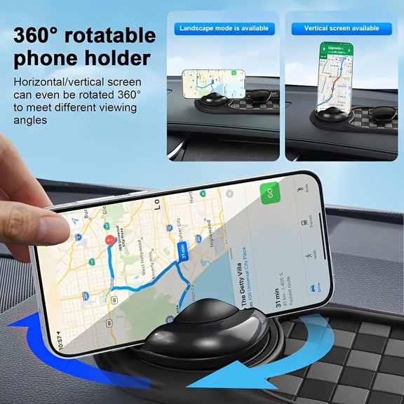 2pcs Car Anti-Slip Mat Car Mobile Phone Bracket Dashboard Decoration Mat Mobile Phone Rotating Bracket High Temperature Durable High-End Checkered Creative Interior Additions Car Storage Map