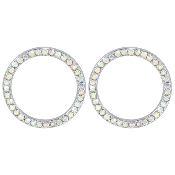 2pcs Car Auto Engine Start Stop Decoration Ring Rhinestone Push Start Button Knob Trim Knob Bling Ring Multicolor
