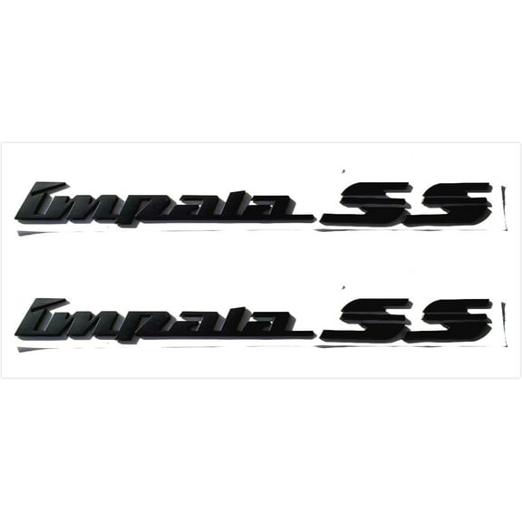 2pcs Car Auto Impala Car Emblem Stickers Decals Badge SS Name Plate for 1994 1995 1996 Impala Fender Rear Quarter Panel (Black)