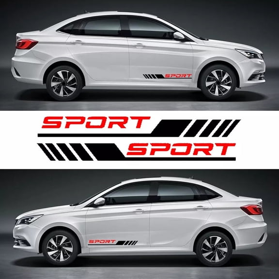 2pcs Car Door Side Sport Racing Sticker Reflective Vinyl Decal Decor Accessories