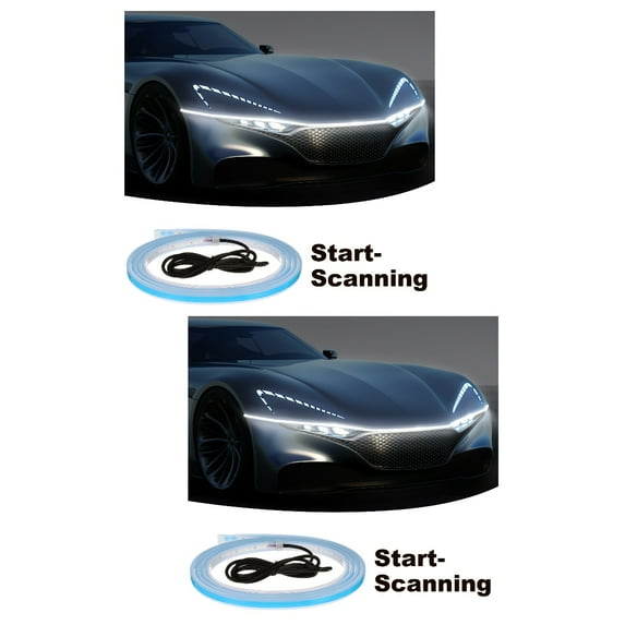 2pcs Car Hood LED Light Strip, 70 Inch Flexible Waterproof Daytime Running Light, 12V Multi-Color Dynamic Decorative Atmosphere Lamp