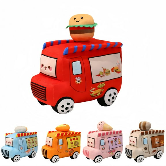 2pcs Car Plush Stuffed Toys - Cartoon Dining Car Medium Plush Doll Pillow (Detachable for Use)- Plushie Gifts for Kids Birthday Christmas Party (dining Auto)-11in