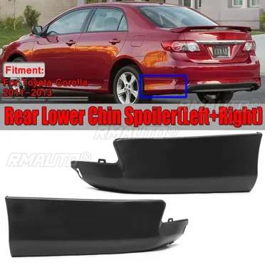 OE Style Front Bumper Lip For 2011-2013 Toyota Corolla – Black PP Lower Spoiler Side Apron, 2-Piece Set