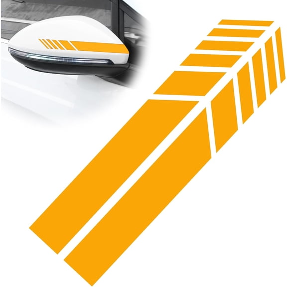 2pcs Car Rear View Mirror Stickers, 7.080.98inch Vinyl Car Body Sticker, Car Body DIY Decor Decals, Waterproof Stripe Graphic Side Mirror Decals, Suitable for Most Cars (Yellow)