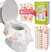 40pk Dinosaur Toilet Seat Covers Disposable - XL Waterproof Potty Training Toilet Cover for Toddlers, Kids & Adults - Portable & Individually Wrapped for Travel, Public Restrooms