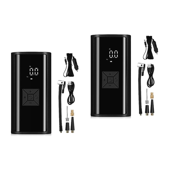 Toyandona Car Air Compressor, Black, Fast Inflation, Digital Pressure Display, Portable Design, 2Pcs