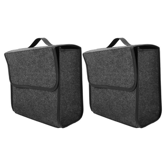 HOOWIFFY Dark Grey Felt Car Trunk Organizer Large Capacity Foldable Design