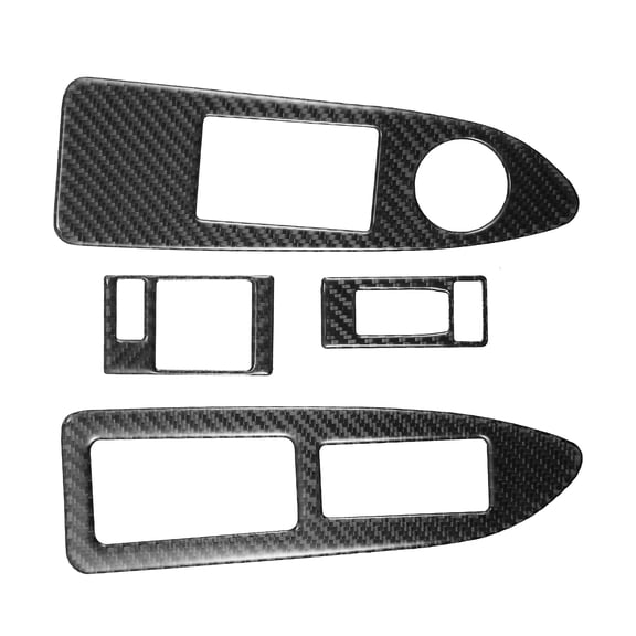 2pcs Car Window Lift Trim Switch Panel Stickers Cover Trim Carbon Fiber Pattern Black for Dodge Challenger 08-14