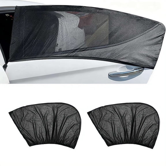 2pcs Car Window Sun Shade Cover Breathable Mesh Rear Side Window Sunshade for Car, Mosquito Net Curtain, Heat Insulation Privacy Protection for Summer