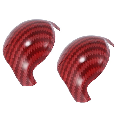 2pcs Carbon Fiber Pattern Gear Shift Auto Knob Cover Interior Accessory for Ford for Mustang 2015-2022 Red