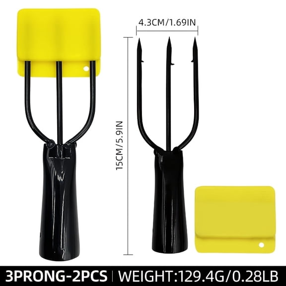 2pcs Carbon Steel Fish Spear 3 Prong Fishing Gear with Barbs | Ice Fishing Harpoon & Spearfishing Barb Spear