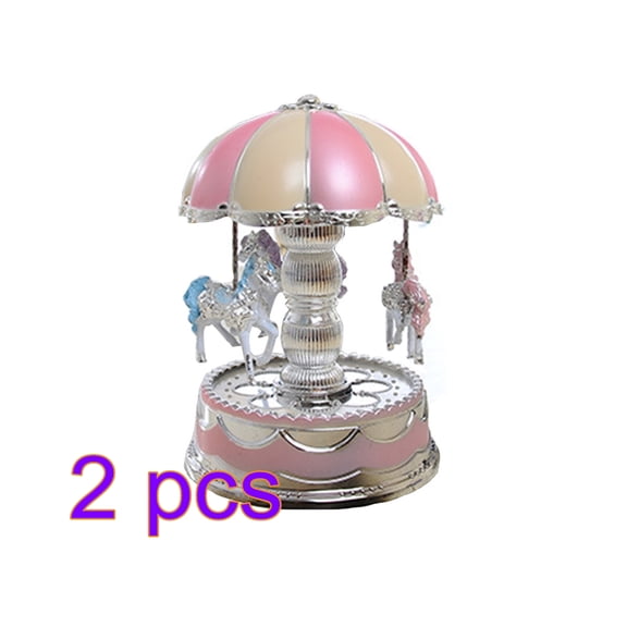 2pcs Carousel Music Box Horse Luxury Carousel Music Box Rotate and Automatic Lifting LED Light Luminous Rotation
