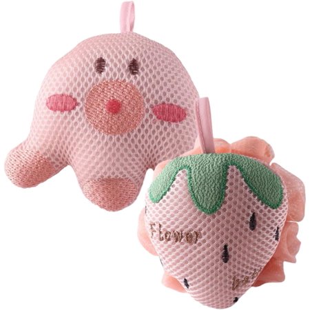 2pcs Cartoon Bath Ball Scrub Sponges Cleaning Brushes for Household Use Men's Body Scrubber Kids Bath Balls Shower Sponges for Women Body Sponges Polyester Filled Cotton Pe Cartoon
