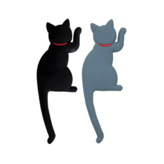 2pcs Cartoon Cat Fridge Magnets Adjustable Bendy Cat Tail Hooks Refrigerator Magnetic Sticker (Random Pattern)