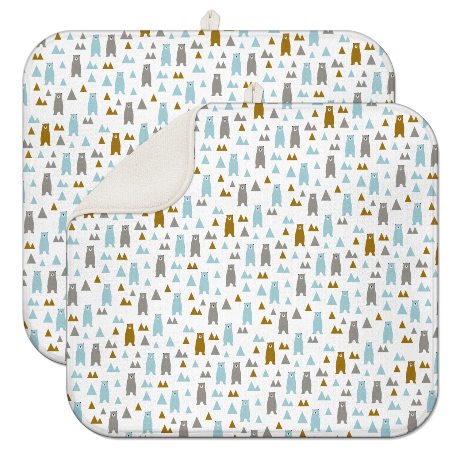 2pcs Cartoon Pig Design Kitchen Mat, Super Absorbent Microfiber Drying