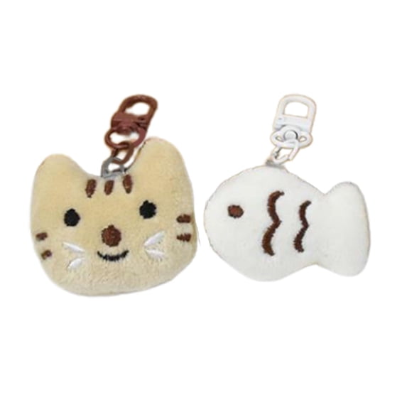2pcs Cartoon Plush Stuffed Animal Toy Fish Pendant Keychain for Couple ...