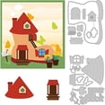 thumbnail image 1 of 2pcs Cartoon Shoe Room Cutting Dies Butterfly Flowers Grass Around House Carbon Steel Dies Stencils, 1 of 8