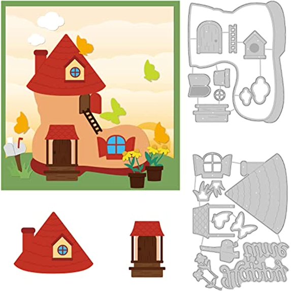2pcs Cartoon Shoe Room Cutting Dies Butterfly Flowers Grass Around House Carbon Steel Dies Stencils