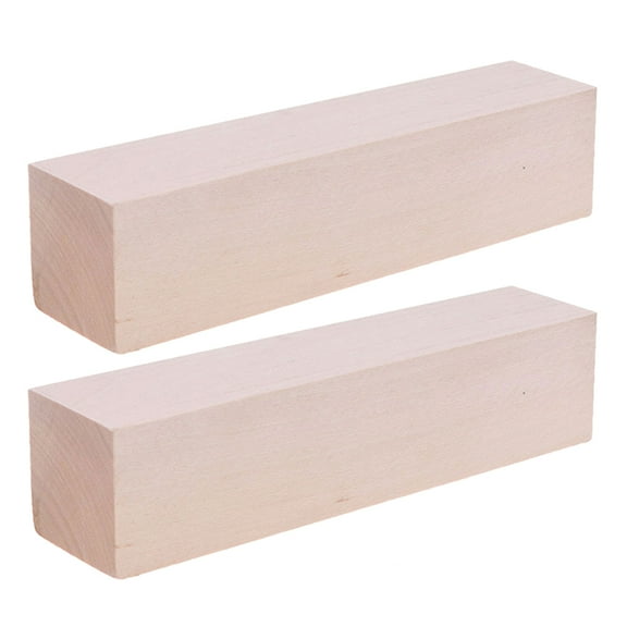2pcs Unfinished Wood Craft Blocks Rectangular Carving Cubes Wood Blanks for Whittling and Woodworking Projects