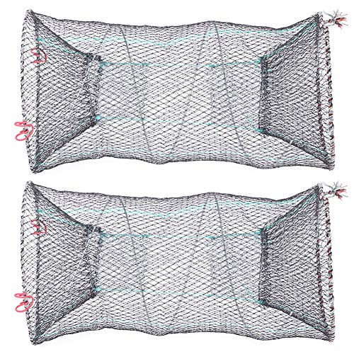 2pcs Cast Mesh Landing Bait Net , foldable Fishing Trap Net , Lobster Shrimp Crab Trap Portable Folding Fishing Accessories for Crab Shrimp Minnow Crawfish Catfish , foldable Fishi