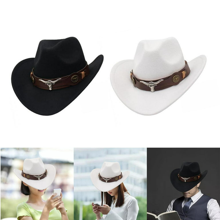 2pcs Casual Big Brim Western Cowboy Hat Cosplay Summer Women Men Camping  Fishing Cowgirl Hats Props Sun Hat
