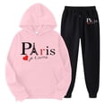 thumbnail image 1 of 2pcs Casual Sports Set Letter Print Long Sleeve Fashion Round Neck Sweatshirt & Drawstring Elastic Waist Running Sweatpants Suit Women's Activewear on Piece Jumpsuit Snow Thermals for Women Suit Set, 1 of 2