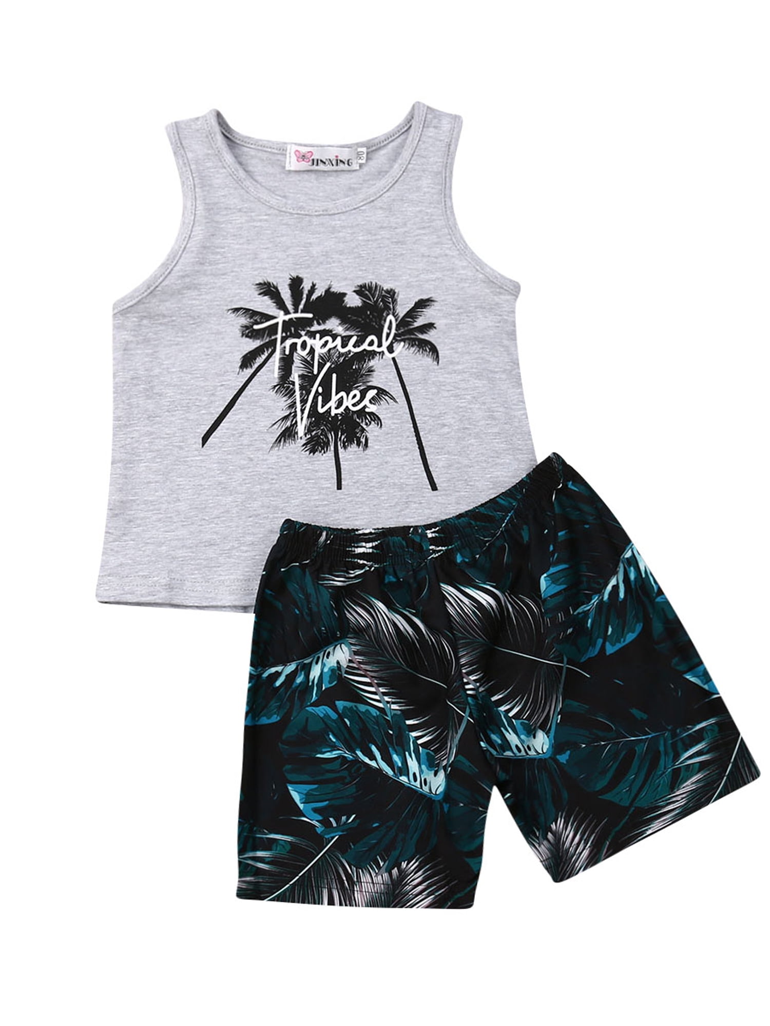 2pcs Casual Toddler Baby Boys Summer Beach Outfits Mama's Boy Tank Top